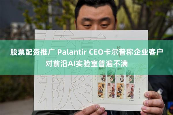 股票配资推广 Palantir CEO卡尔普称企业客户对前沿AI实验室普遍不满