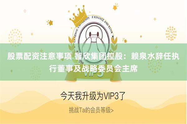 股票配资注意事项 智欣集团控股：赖泉水辞任执行董事及战略委员会主席