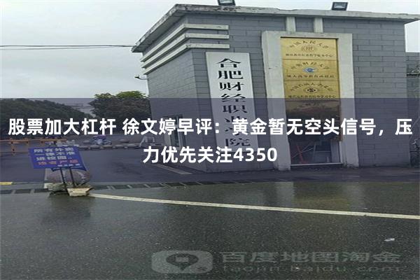 股票加大杠杆 徐文婷早评:黄金暂无空头信号,压力优先关注4350