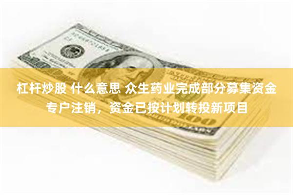 杠杆炒股 什么意思 众生药业完成部分募集资金专户注销,资金已按计划转投新项目