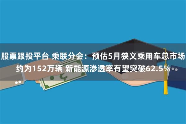 股票跟投平台 乘联分会：预估5月狭义乘用车总市场约为152万辆 新能源渗透率有望突破62.5%