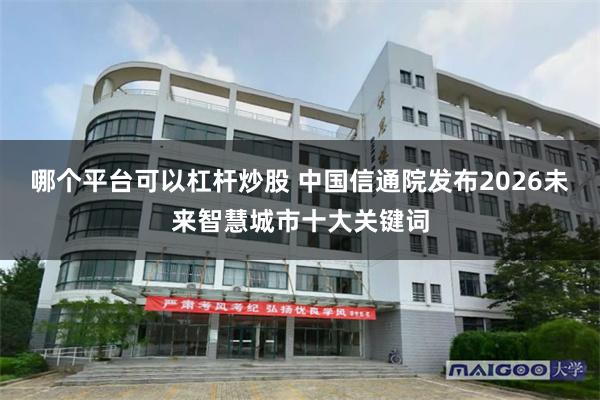 哪个平台可以杠杆炒股 中国信通院发布2026未来智慧城市十大关键词