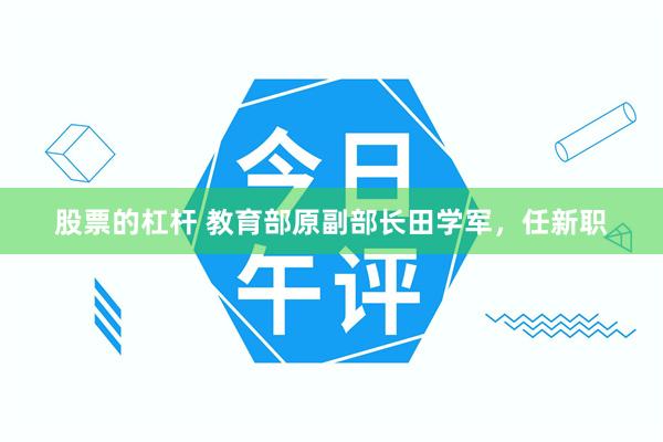 股票的杠杆 教育部原副部长田学军，任新职