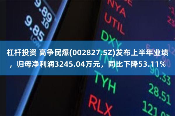 杠杆投资 高争民爆(002827.SZ)发布上半年业绩，归母净利润3245.04万元，同比下降53.11%