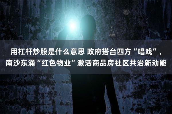 用杠杆炒股是什么意思 政府搭台四方“唱戏”，南沙东涌“红色物业”激活商品房社区共治新动能