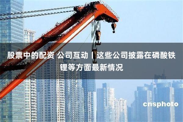 股票中的配资 公司互动丨这些公司披露在磷酸铁锂等方面最新情况