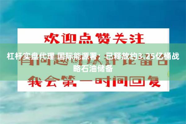 杠杆实盘代理 国际能源署:已释放约3.25亿桶战略石油储备