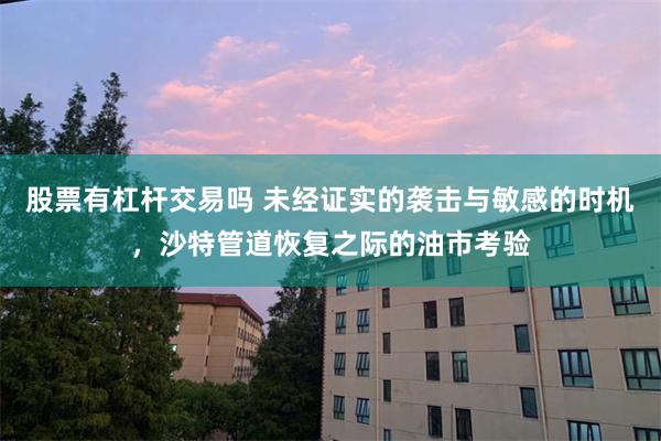 股票有杠杆交易吗 未经证实的袭击与敏感的时机，沙特管道恢复之际的油市考验