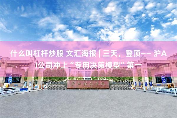 什么叫杠杆炒股 文汇海报 | 三天，登顶—— 沪AI公司冲上“专用决策模型”第一